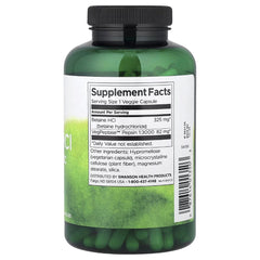 Swanson Betaine HCl Hydrochloric Acid with VegPeptase™ – 250 Veggie Capsules