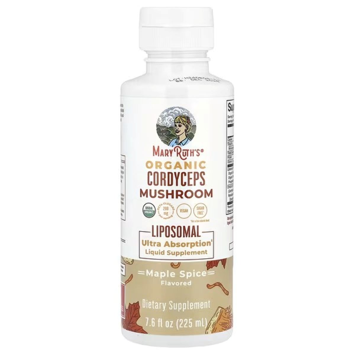 MaryRuth's Organic Cordyceps Mushroom Liposomal, Maple Spice, 7.6 fl oz (225 mL)