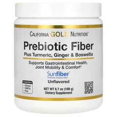 California Gold Nutrition Prebiotic Fibre Plus with Turmeric, Organic Ginger & Boswellia Extract – 6.7 oz (189 g)
