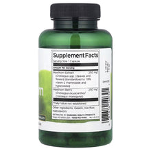 Hawthorn herbal supplement bottle with black cap and back Supplement Facts label