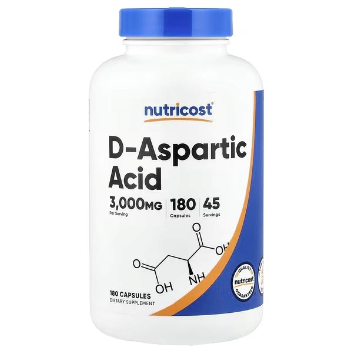 Nutricost D-Aspartic Acid – 180 Capsules, 750 mg per Capsule | High-Strength Amino Acid Supplement
