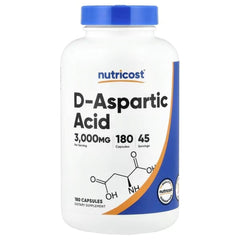 Nutricost D-Aspartic Acid – 180 Capsules, 750 mg per Capsule | High-Strength Amino Acid Supplement