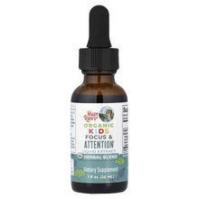 Kids liquid extract bottle with black dropper, amber glass, Herbal Blend label
