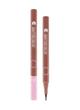 Dual-ended felt lip stain and lip liner pens in terracotta-brown and rose-pink