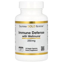 California Gold Nutrition Immune Defense bottle, 30 veggie capsules, Wellmune 250 mg