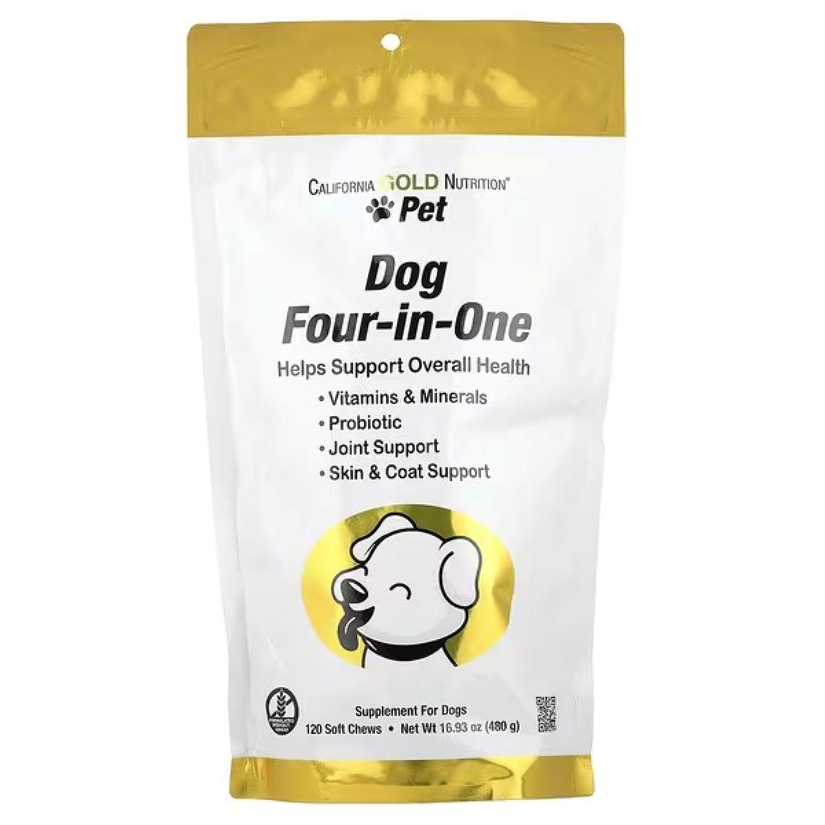 California Gold Nutrition Pet Dog Four-in-One Soft Chews – 120 Soft Chews, 16.93 oz (480 g)