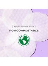 Ingrown hair pad with compostable badge, pale pad with purple graphic corner
