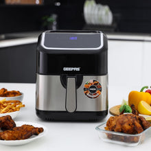 Geepas 5L air fryer with LED display, stainless body and front basket handle