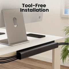 2 Pcs Self-Under Desk Cable Tray PVC Invisible Slot Organizer