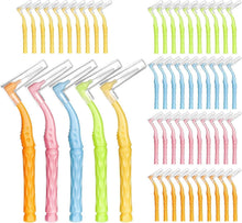 Interdental toothbrush pick set with angled brush heads and non-slip colored handles, 50 pcs