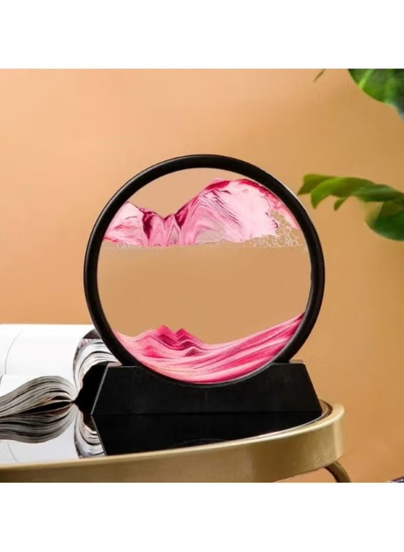 Moving Sand Art Picture Round Glass Assorted Colours 18Cmx19Cm