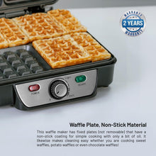 Electric Belgian waffle maker base with nonstick textured plates and light/dark knob