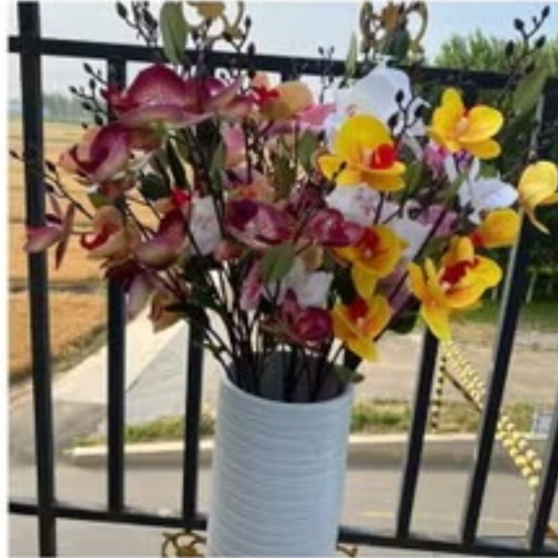 Huitich 3D artificial flowers for home decor in vibrant yellow white and purple arranged in white vase