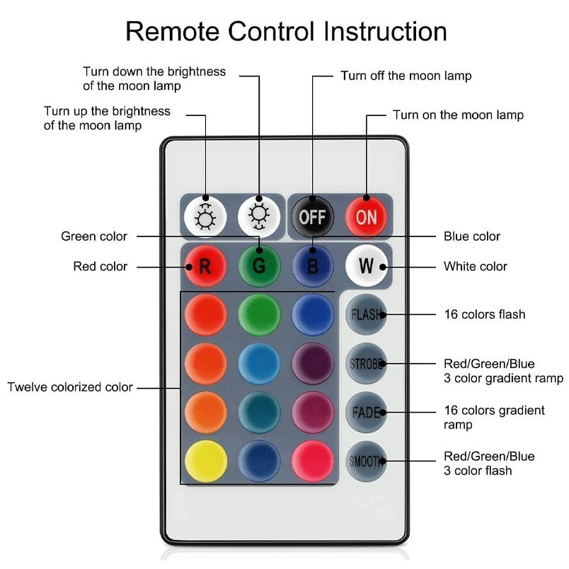 3d galaxy led moon light lamp high quality rechargeable remote touch tap control 15cm 16 colour - Mumzar.com