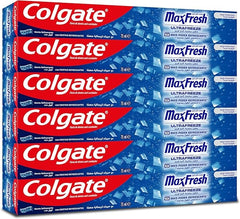 Colgate Toothpaste Max Fresh Cool Mint, Blue Gel Toothpaste, with Cooling Crystals, 6x75 ml, 6 Pack