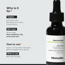 Niacinamide 10% face serum bottle with black dropper and amber glass