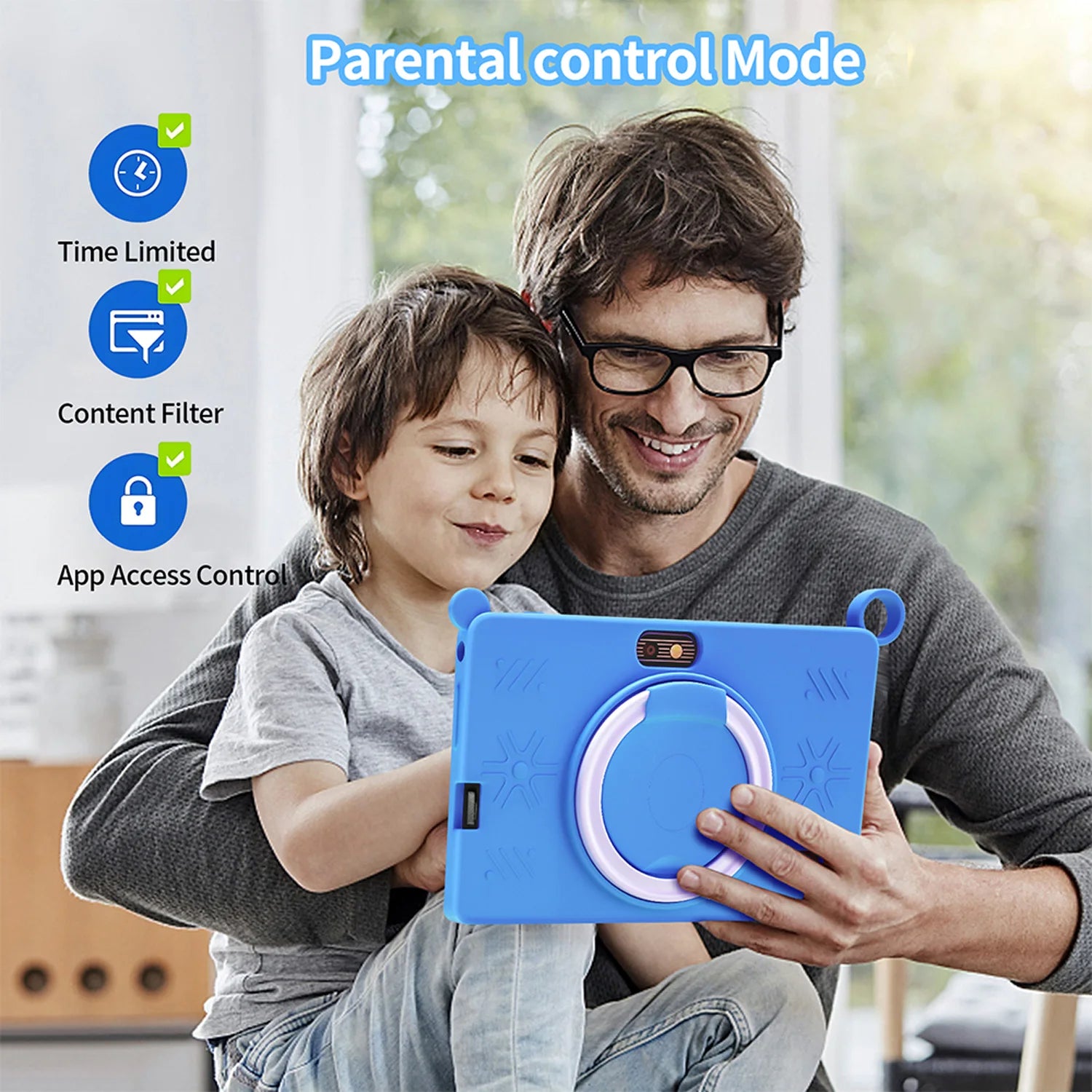 Mumzar kids tablet 7 inch android with parental control mode and a protective case for safe use