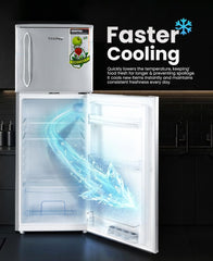 Geepas 180L Double Door Refrigerator - Durable Fast Cooling And Preserves Freshness, Low Noise, Energy Efficient132L Gross Capacity, Fridge Capacity -98L, Freezer Capacity-34L 120 W GRF1856WPN