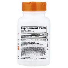 Sustained-release niacin supplement bottle back label with Supplement Facts panel