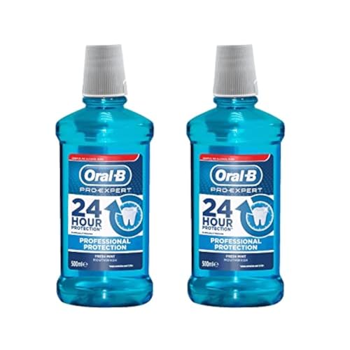 Oral-B Pro-Expert mouthwash UAE two 500ml blue bottles with 24 hour professional protection fresh mint