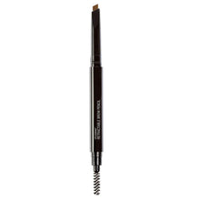 Retractable brow pencil with medium brown tip and black barrel, angled end visible.