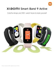 Assorted fitness trackers with colorful straps and illuminated screens