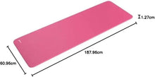 Pink yoga mat with length and thickness measurement markers