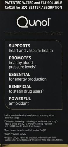 Qunol CoQ10 100mg Softgels - Ultra 3x Better Absorption Coenzyme Q10 Supplements - Antioxidant Supplement For Vascular And Heart Health & Energy Production - 4 Month Supply - 120 Count