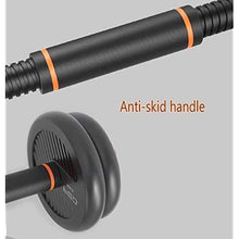 Anti-skid dumbbell handle with black textured grip and orange accent rings