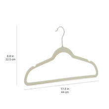 Ivory velvet suit hanger with slim contoured bar and silver hook