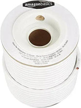 White speaker wire cable spool with inner copper-colored center, top label visible.