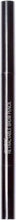 Retractable brow pencil barrel close-up with printed label, brown tip at top.