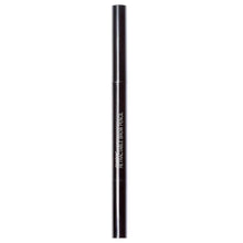 Retractable brow pencil with silver-toned body and printed text, tip retracted.