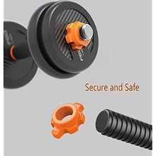 Dark gray weight plate with orange star-shaped lock and ribbed insert for dumbbells