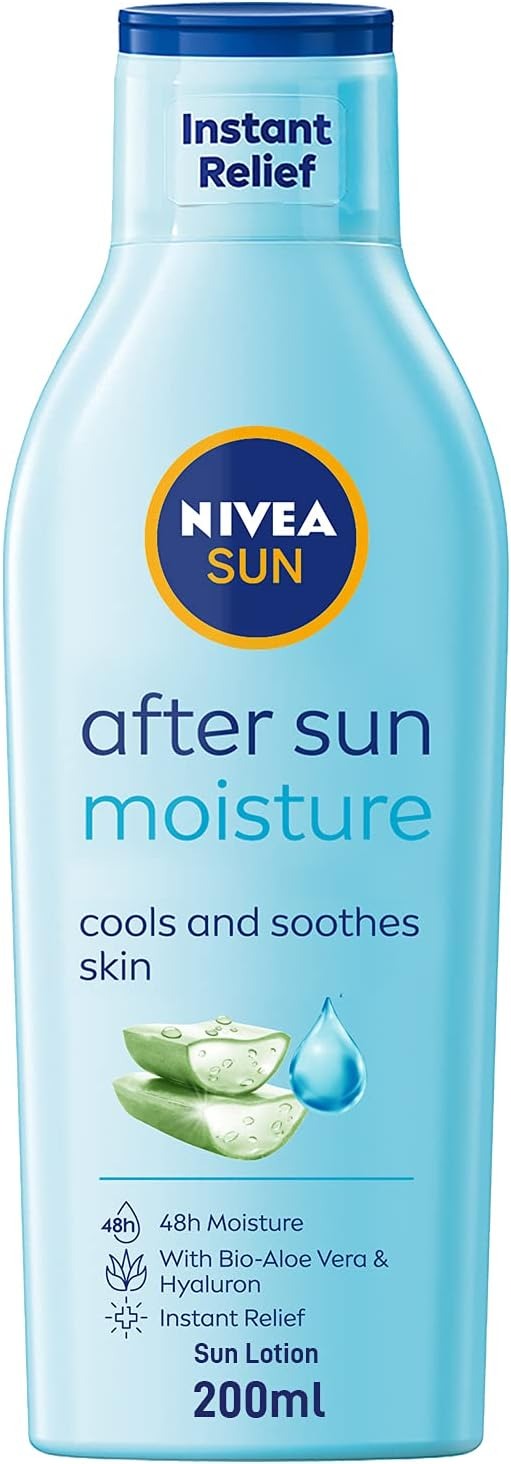 NIVEA SUN after sun moisturizing lotion bottle with blue cap, 200 ml