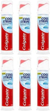 Six Colgate Cool Stripe toothpaste pumps, red-and-white, 100 ml each