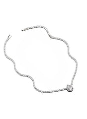 Huitich 42cm silver crystal pendant necklace featuring a sparkling teardrop pendant and shimmering chain