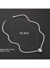 Silver crystal pendant necklace, 42.3 cm length, round crystal clasp