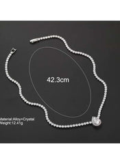 42cm silver crystal pendant necklace by Huitich with sparkling crystals on silver alloy chain