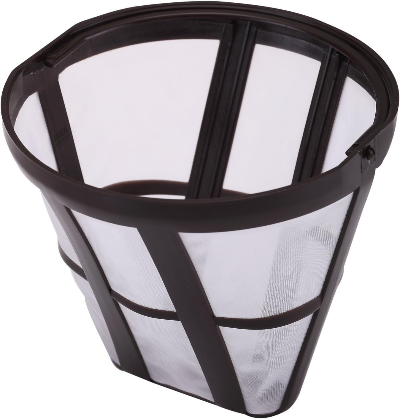 Black coffee maker filter basket with handle and mesh sides