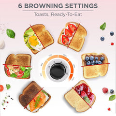 BLACK+DECKER Toaster, 2-Slice, 1050W, Stainless Steel, Dual-Side Heating, 6 Browning Levels, Defrost, Reheat, Cancel Functions, Wide 36mm Slots, Removable Crumb Tray, Sleek Design, Black - ET244-B5