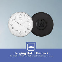Geepas Silent Non-Ticking Round Wall Clock, White