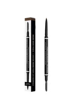 Black double-ended micro eyebrow pencil with ultra-fine tip and spoolie; boxed