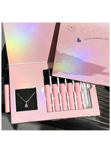 Black Pink Love Letter Lipstick set Necklace Set Matte Soft Mist Lip Mud Gift Box