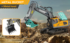 Four-Wheel Drive Remote Control Excavator 4x4 Alloy Dump Truck Excavator Loader Model Construction Vehicle Toy Children's Gift