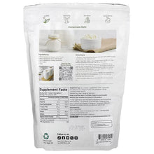 Organic inulin powder supplement pouch, back label with supplement facts and barcode
