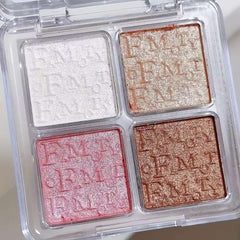 4-Color Face Highlighter Palette – Waterproof Glow & Shimmer