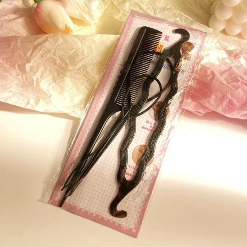 4 Pcs Hair Topsy Tail Tool Set Black
