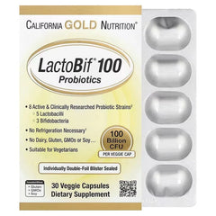 California Gold Nutrition LactoBif® Probiotics (5B / 30B / 65B / 100B CFU) – 30 / 60 Veg Capsules Gut & Immune Support