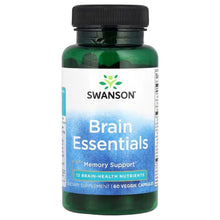 Swanson Brain Essentials supplement bottle with black cap, 60 veggie capsules